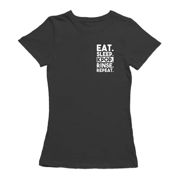 Eat, Sleep, Kpop & Repeat White Women Black T-Shirt, Female x-Large