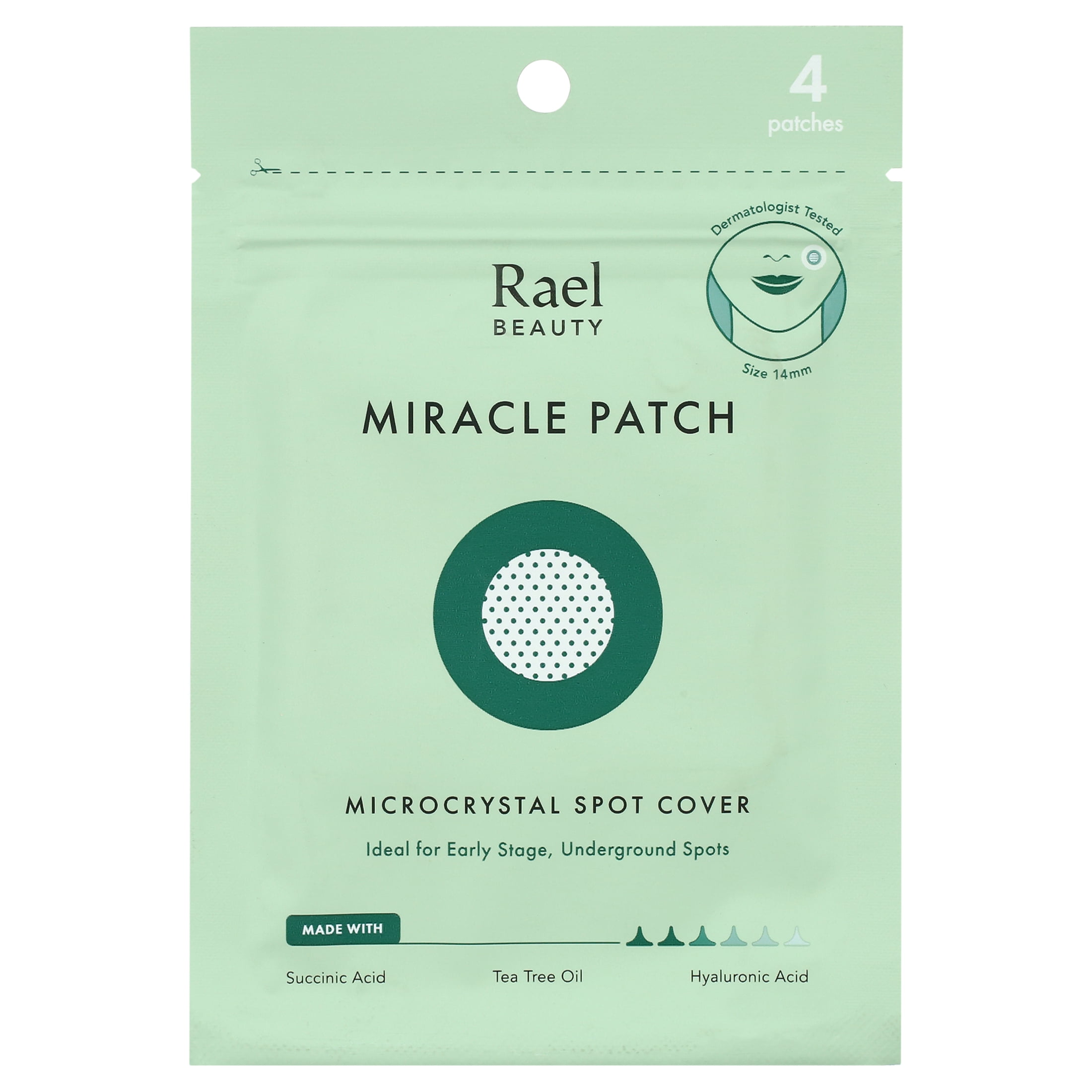 (3 pack) Rael Beauty Microcrystal Acne Healing Spot Cover Patch Treatment for All Skin Types, 4 Count