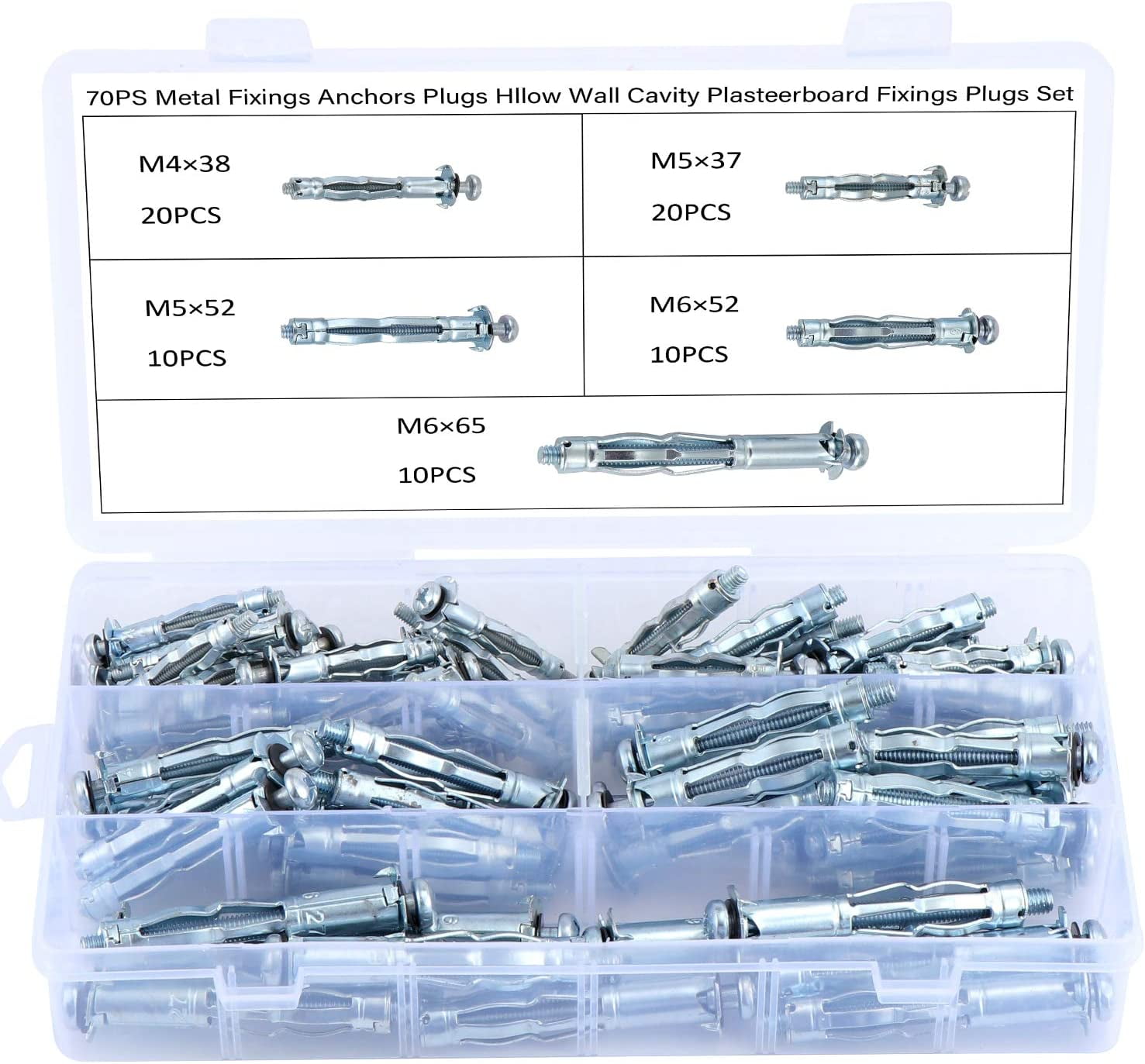HSEAMALL 70 Sets Wall Anchors Plugs,Heavy Duty Metal Anchors