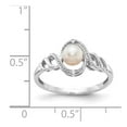 thumbnail image 3 of 10K White Gold Ring Band Pearl (06) June Diamond Round Freshwater, Size 8, 3 of 5