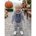 thumbnail image 6 of Cenuakty Wolf Costume Warm Long Sleeve Hooded Romper Halloween Plush Jumpsuit, 6 of 8