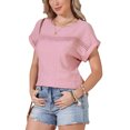 thumbnail image 4 of INSPIRE CHIC Eyelet Tops for Women's Short Sleeve Hollow Out Summer Dressy Casual Top S Pink, 4 of 6