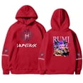 thumbnail image 1 of Moonsky Sudadera con capucha de moda para mujer de la cantante pop Dem/0n HUNTR/X con jersey corto, suave y cómoda, top de manga larga para uso informal en primavera, otoño e invierno. (Rojo L), 1 of 4