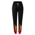 thumbnail image 3 of Summer Saving Clearance AXXD Womens Pants Black Spring High Waist Workout Flame Printing Sweatpants Loose Lounge Trousers With Pockets Pants Valentine's Day, 3 of 4