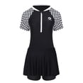 thumbnail image 3 of renvena Kids Girls 2 Piece Swimsuit Rash Guard Beachwear Short Sleeve Swimwear with Swim Skirts Set A Black 4XL, 3 of 7