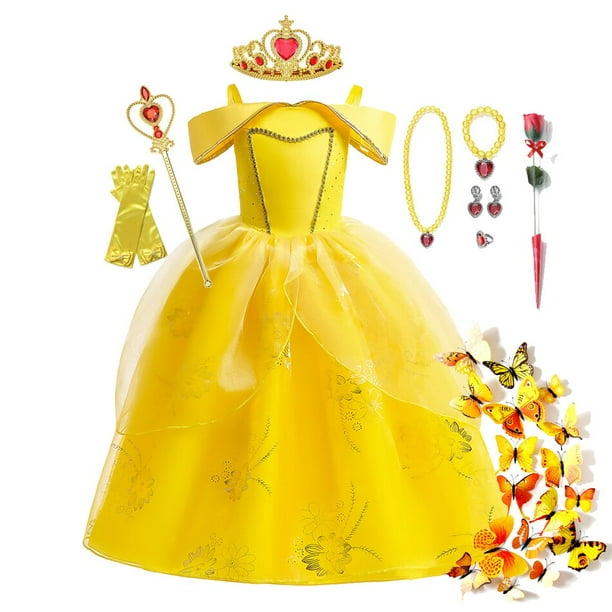Vestido de princesa Bella de Disney disfraz de Cosplay para ninas disfraz de fiesta de cumpleanos de Halloween para ninos vestido de La Bella y la Bestia ropa 6T etiqueta 130 Gao