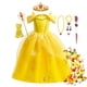 thumbnail image 1 of Vestido de princesa Bella de Disney, disfraz de Cosplay para niñas, disfraz de fiesta de cumpleaños de Halloween para niños, vestido de La Bella y la Bestia, ropa 6T (etiqueta 130) Gao Jinjia LED, 1 of 2