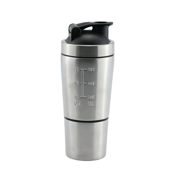 ACDANC Shaker Bottle with Storage for Powder, Stainless Steel Shaker Bottle with Wire Whisk, BPA Free
