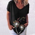 thumbnail image 2 of Summer Saving Wycnly Cute Tops for Women Dandelion Print V-Neck Short Sleeve T shirts Summer Fashion Loose Fit Lightweight Comfy Pullover Blouses Black S Clearance Under $5, 2 of 4