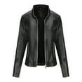thumbnail image 4 of Leather Jacket for Women Biker Style Vintage Leather Jacket with Hood (detachable) Women Fashion Motorcycle Zip-Up Lightweight Coat Collar Women Leather Jacket, 4 of 7