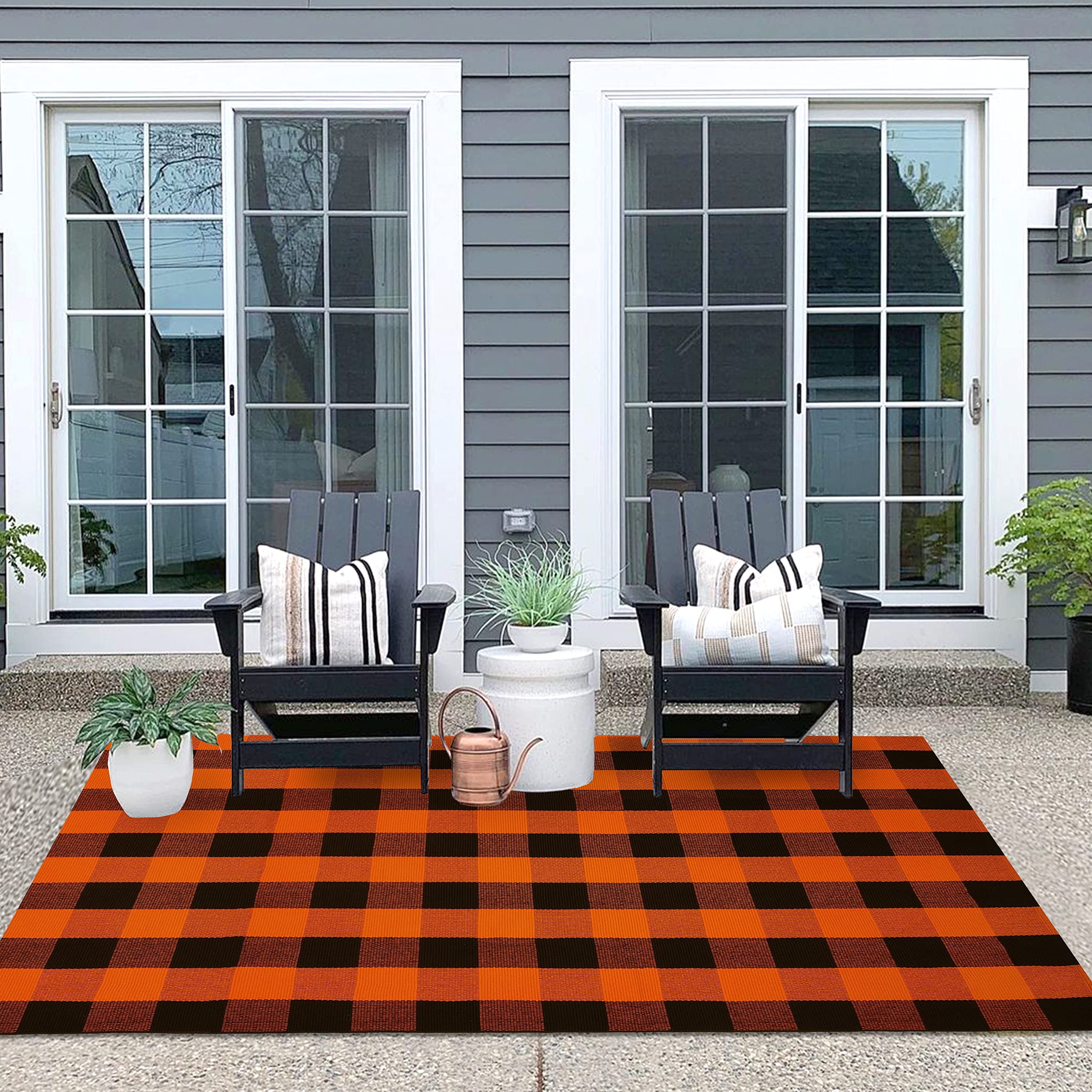 Breezsisan Black and White Striped Outdoor Rug, Cotton, 23x35.5 Inches  Striped Rug, Under Mat Rug for Front Porch, Patio, Entryway, Farmhouse,  Handwoven Modern … in 2023