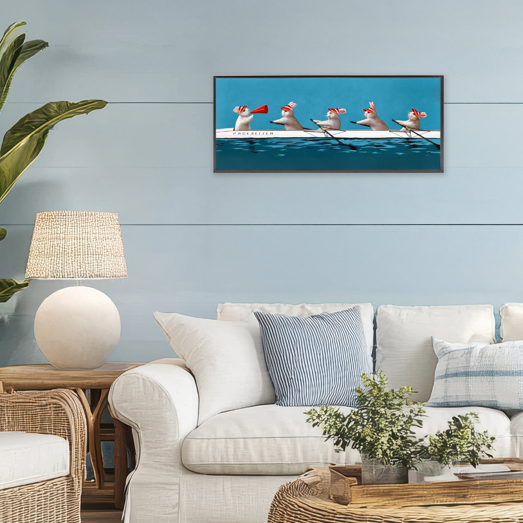 Stupell Industries Bunnies In The Boat Black Framed Giclee Art, design by Lucia Heffernan