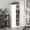 White 654, variant on 65 Tall Locking Broom Storage Cabinet with Shelves and Hanging Rod, Heavy Duty Steel Storage Cabinet for Garage Cleaning Tools, Grey