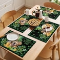 thumbnail image 5 of St Patricks Day Placemats Set of 6 Watercolor Dogs Green Shamrock Plaid Place Mats Indoor Wipeable Table Mats Washable Cloth Dining Table Placemats for Kitchen Holiday Party Home Decor 13x19 Inch, 5 of 9