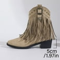 thumbnail image 5 of Wensltd Women's Fringe Ankle Boots Mid Heel Casual Round Toe Warm Fashion Outdoor Winter Short Boots, 5 of 9