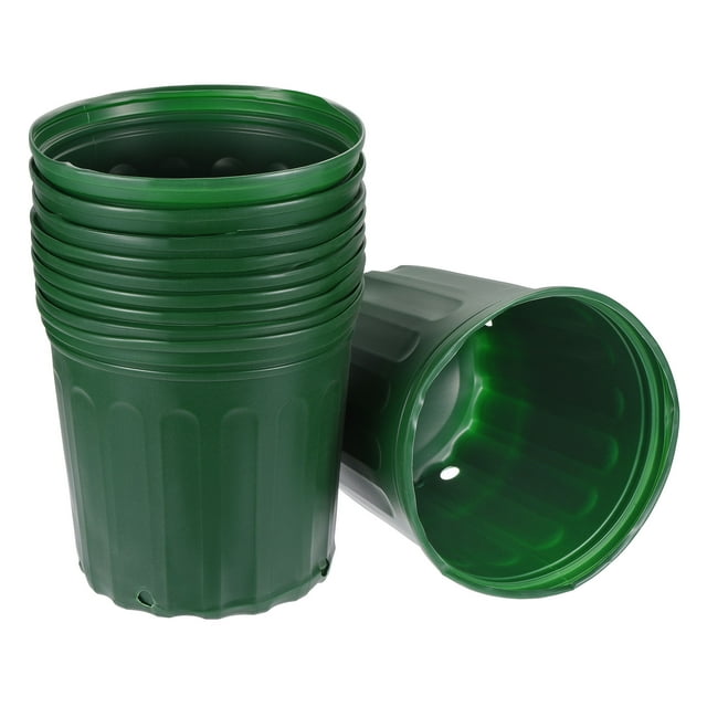 Unique Bargains 9'' Plastic Plant Nursery Pots Flower Starting Container, Green 10 Pack
