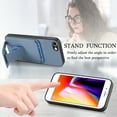 thumbnail image 4 of Allytechgroup iPhone SE 2022 2020 Case, Vintage PU Leather TPU Shockproof Slim Kickstand Anti-Drop Protective Wallet Phone Case Cover for Apple iPhone SE 2nd 3rd Gen /iPhone 7 8, Blue, 4 of 8