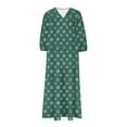 thumbnail image 4 of VOAVEKE Robes Grande Taille, Robe Décontractée Européenne à Manches Imprimées Géométriques pour Femmes, Col Rond et Cheville, Vert m, 4 of 4