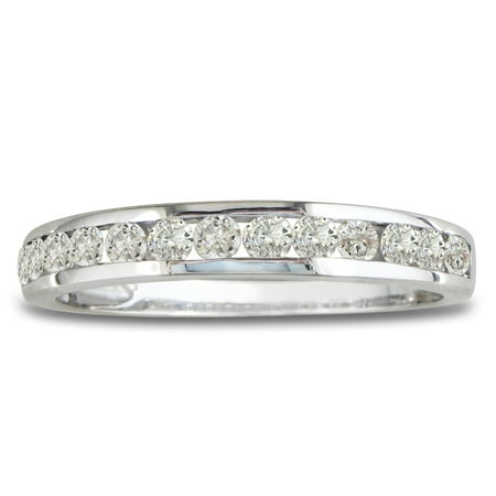 14K White Gold Round 1/4 Carat Diamond Anniversary Wedding Band Ring