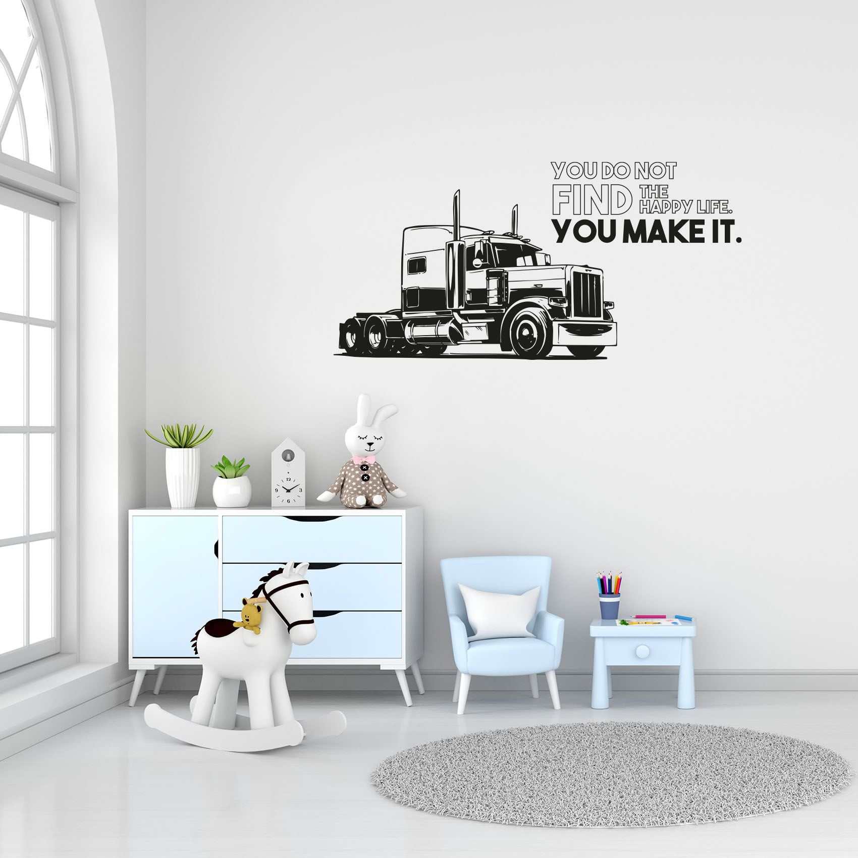 Happy Life Quote Truck Trucks Monster Truck Toy Car Wall Sticker ...