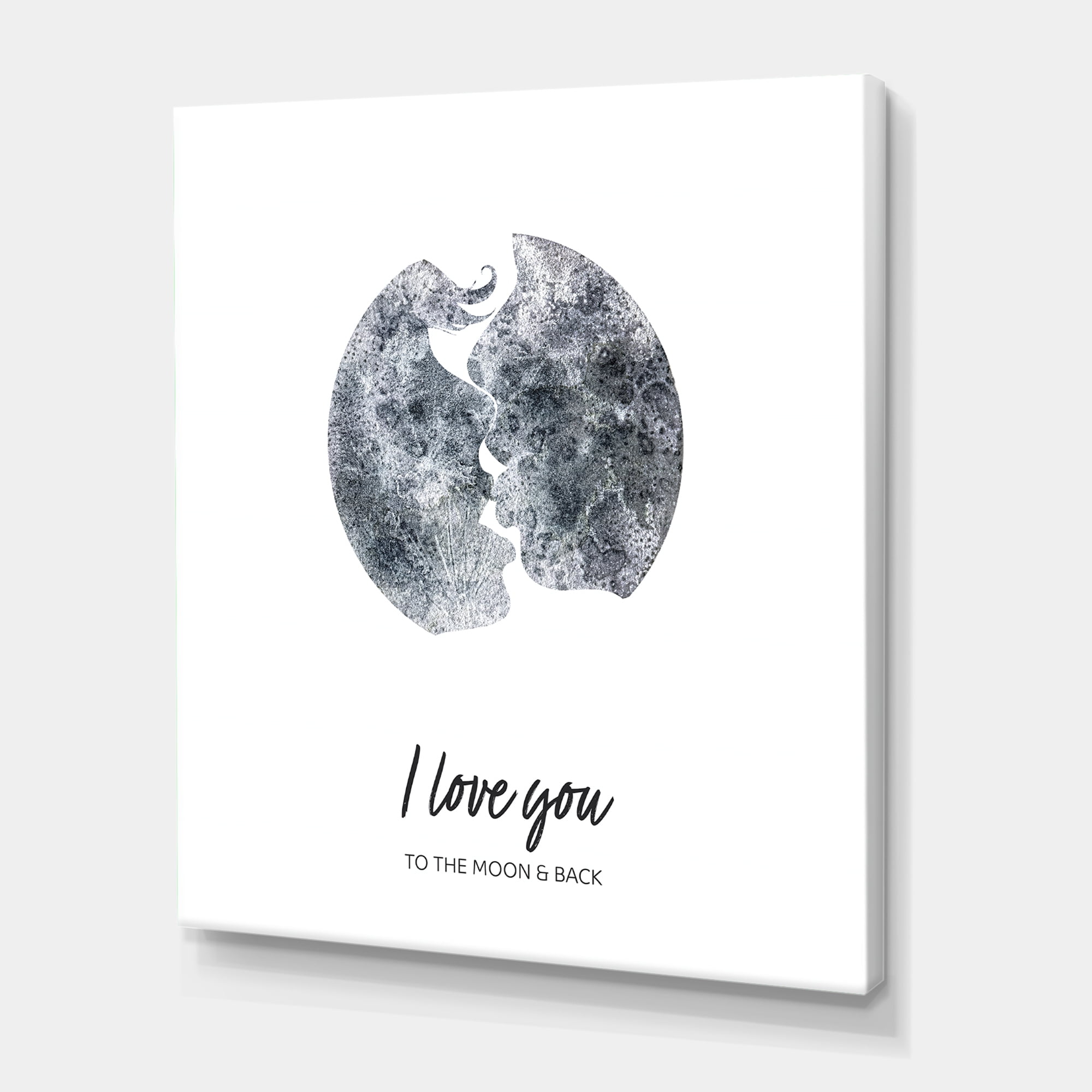 Designart ' Kiss of Two Lovers In Romantic Moon Shape ' Modern Canvas Wall Art Print