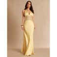 thumbnail image 2 of Yellow V-Neck Lace-Trimmed Backless Maxi Dress For Evening, Parties, And Summer Occasions, 2 of 7