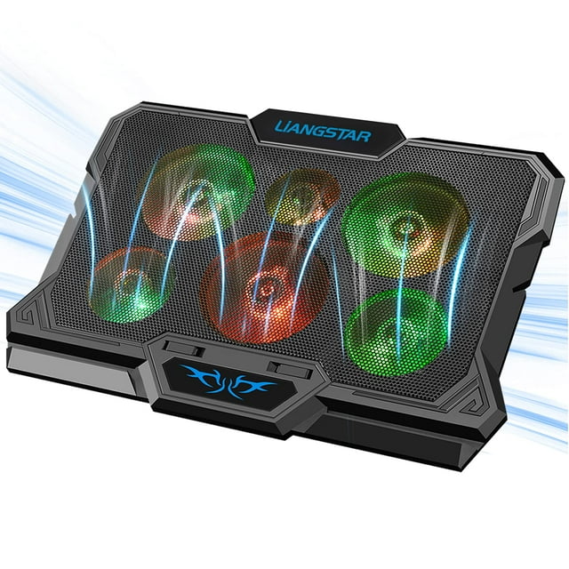 Almohadilla de refrigeración para portátil LIANGSTAR 6 ventiladores RGB 7 colores 15.6-17 pulgadas