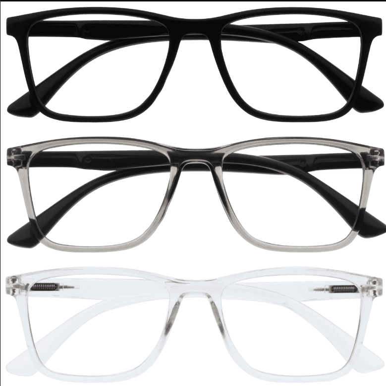 Black / Gray / Clear - 3 Pairs