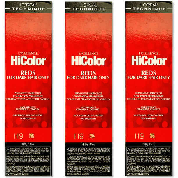 L'Oreal Excellence HiColor H9 Red Hot Permanent Hair Tint HC-05116 (3 Pack)  - Walmart.com