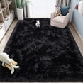 thumbnail image 5 of Softlife Stylish Soft Shaggy Velvet Carpet for Living Room/Bedroom, Fluffy Area Rugs, 4' x 5.9' , Black, 5 of 8