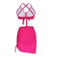 thumbnail image 5 of UTSJKR Women's Multi Color Triangle Trim 3 Piece Bikini Set, Mesh Drawstring Skirt Bathing Suit for Summer Trendy Beach Style Hot Pink XXL, 5 of 7