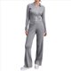 thumbnail image 3 of Conjunto de Dos Piezas para Mujer, Pantalón Deportivo de Pierna , Media Cremallera, Larga y Cuello en V. Gris L, 3 of 6