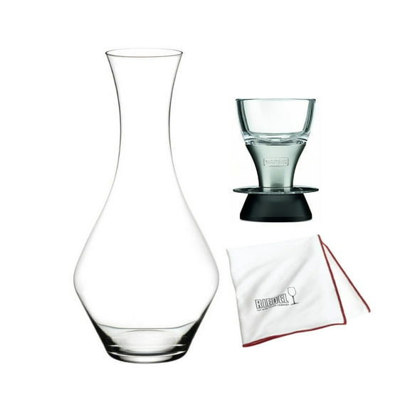 Riedel Cabernet Magnum Decanter Bundle with Pro Professional Wine Aerator with Brushed Stainless Accents and Riedel Large Microfiber Polishing Cloth (3 Items)