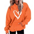 thumbnail image 1 of Penkiiy Sweat à Capuche Imprimé Col Rond pour Femmes, Manches Longues, 3TG Orange, 1 of 5