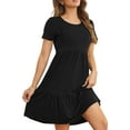 thumbnail image 4 of Pregnant Women Dress Solid Short Sleeve Round Neck Double Layer Breastfeeding Dress Maternity Nightgown, 4 of 6