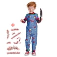 thumbnail image 2 of Disfraz de Chucky de película para niños, mono de miedo, Cosplay de terror de Halloween, pegatinas de cicatriz de regalo xuanjing  unisex, 2 of 2
