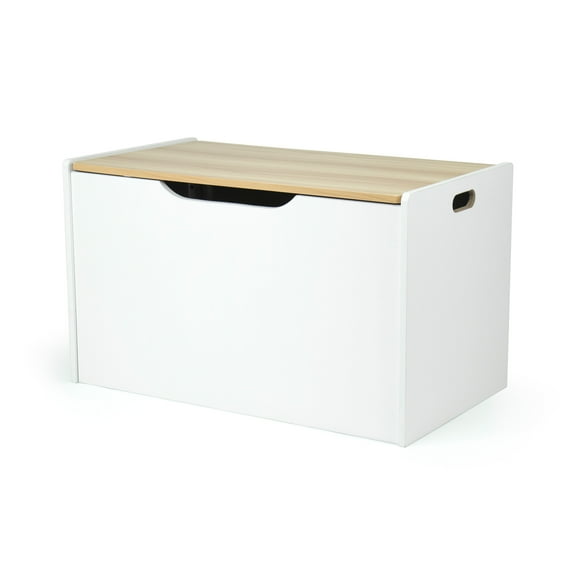 Humble Crew Kids Toy Box, Hinged Toy Storage Chest with Lid, Natural/White