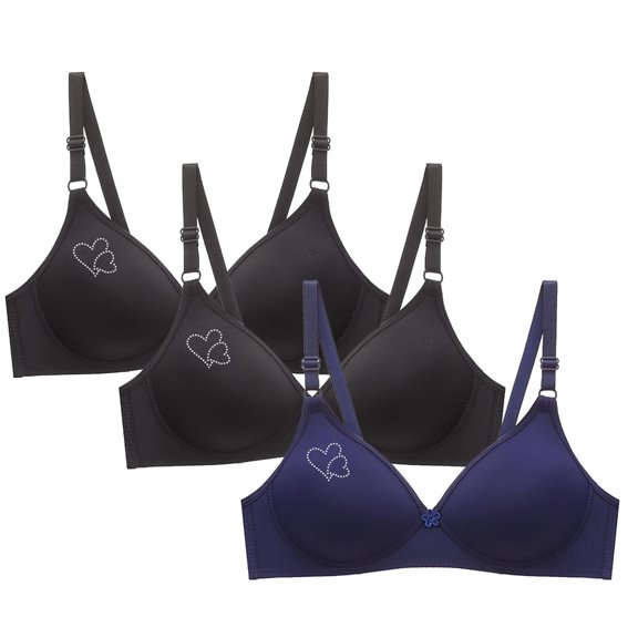 ATENAR Womens Bras,Wireless Bras for Women,Supportive Bras for Women,Breathable,Comfort Fit,Solid,Nylon,Spandex,Navy,L(US:8)