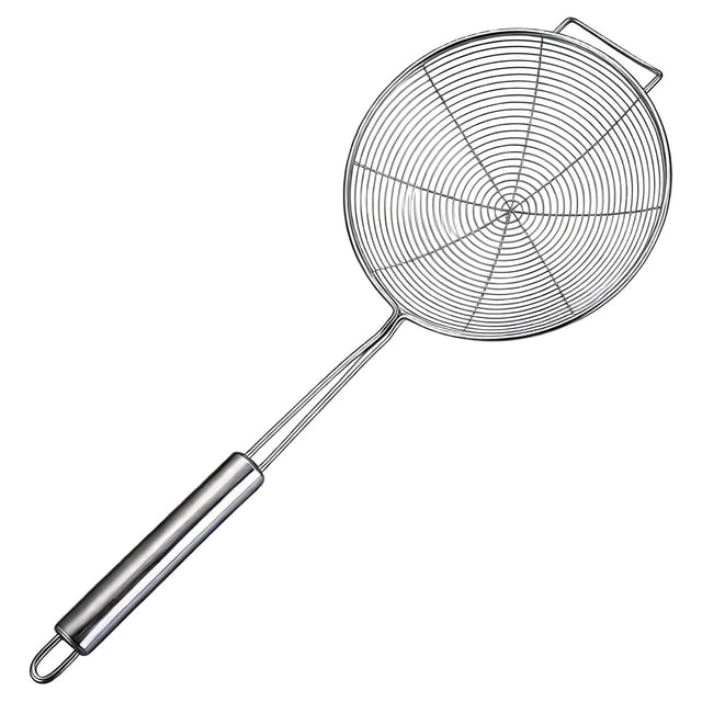 Kitchen Strainer Spoon 7.1In Stainless Steel with Hanging Ear Mesh, Cooking Frying Draining, Slotted Spoon for Oil Draining