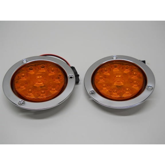 4" Round Amber 10 LED Marker Turn Signal Light Kits / Stainless Steel Mounts