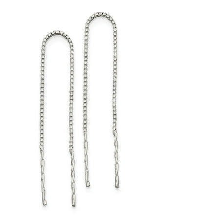 - Solid 925 Sterling Silver Spiral Bar Threader Earrings (7mm x 78mm)