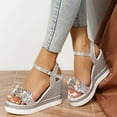 thumbnail image 7 of HAOTAGS Casual Walking Sandals for Ladies Platform Flower Summer Wedge Sandals Silver Size 6, 7 of 7