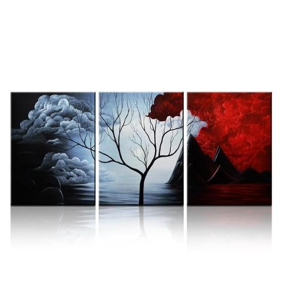 kurtrusly 3Pcs Tree Background Drawing Decor Paper Landscape Oil Painting Computer Air Brush Wall Spurt Draws