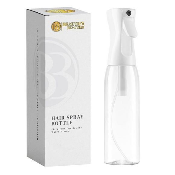BeautifyBeauties Botella pulverizadora para cabello – Botella pulverizadora continua para peinado, limpieza de plantas, mascotas, peluqueros, salones, aromas de aceites esenciales (transparente 18,6 o