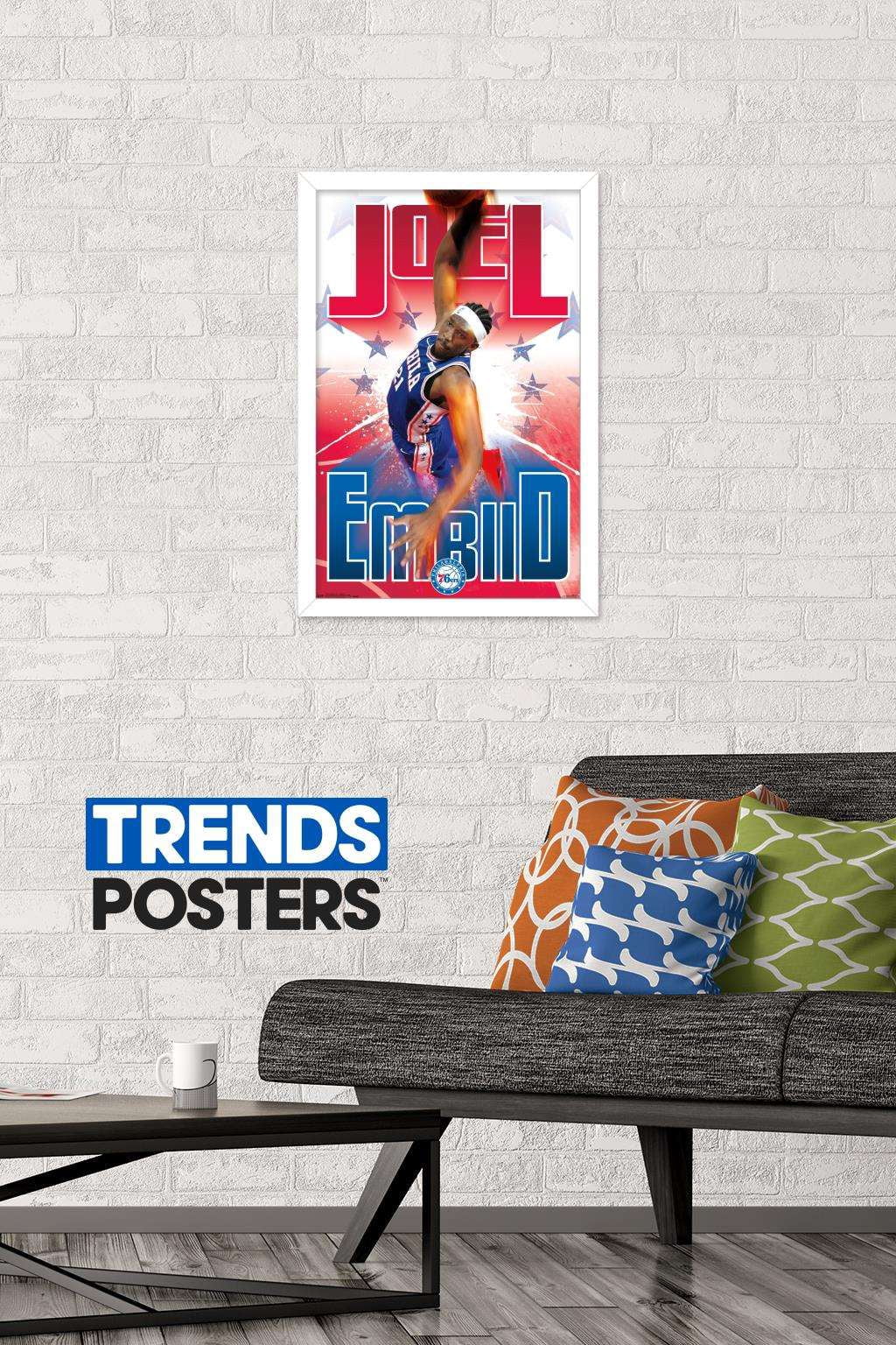NBA Philadelphia 76ers - Joel EmbIId 17 Wall Poster, 14.725" x 22.375", Framed
