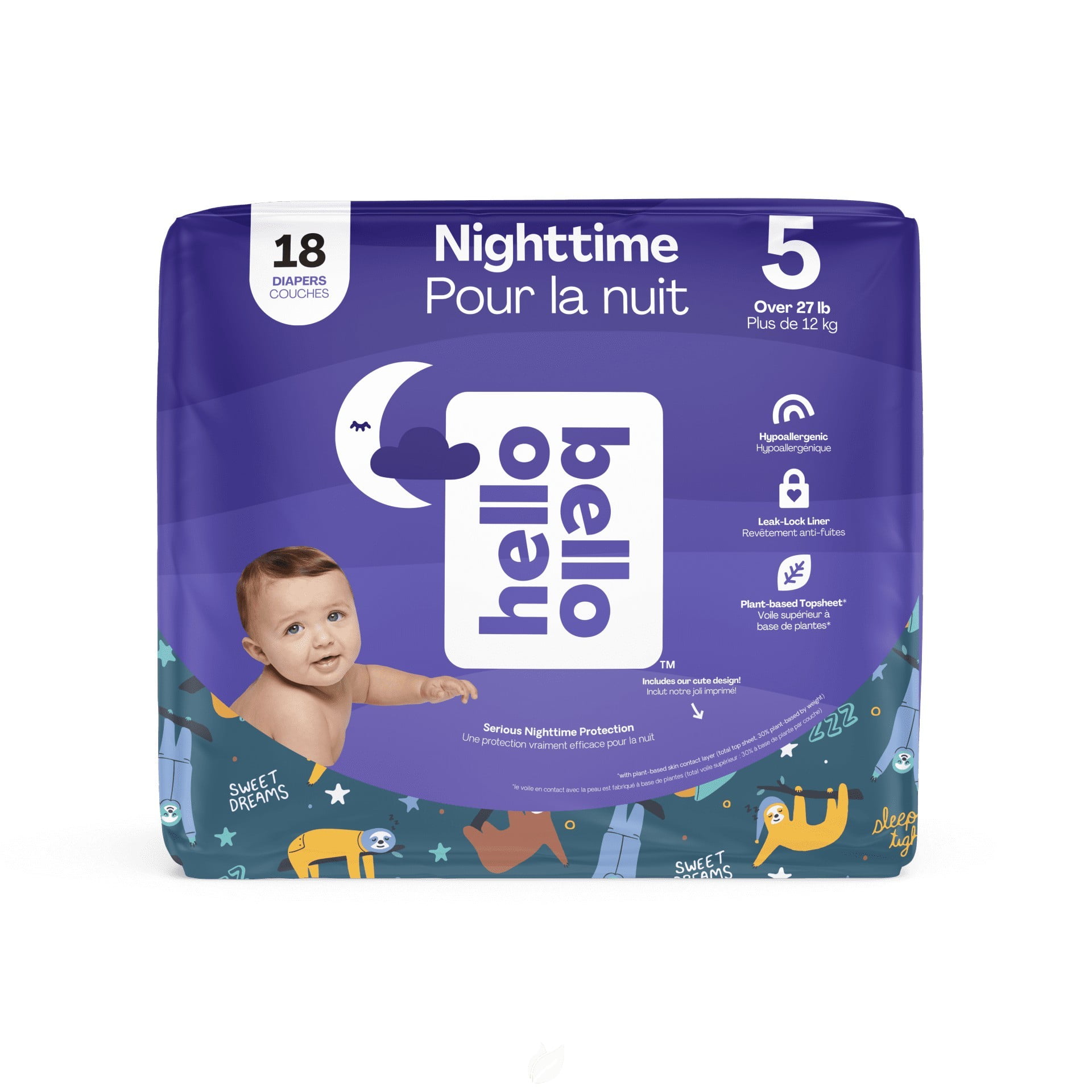 (4 Pack) Hello Bello Diapr,Ovrnite,Sz5,27+Lbs 18 Ct