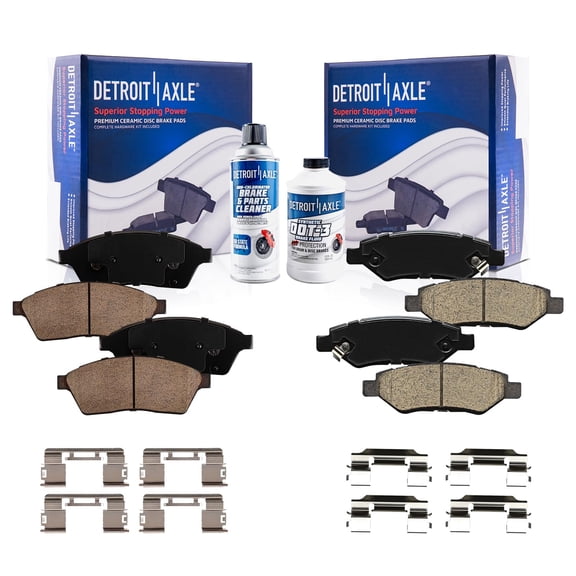 Detroit Axle - Brake Pads for 2010-2016 Cadillac SRX, 11 Saab 9-4X, Front and Rear Ceramic Brake Pads 2010 2011 2012 2013 2014 2014 2016 Replacement