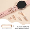 thumbnail image 7 of Comvin Flower Engraved Band for Samsung Galaxy Watch 7 Band/Watch 6 5 4 40mm 44mm/Watch 6 4 Classic Band 42mm 46mm 43mm 47mm/Galaxy Watch 5 Pro Band 45mm, with Decorative Charms Accessories Women, 7 of 7