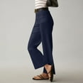 thumbnail image 4 of Mohiass Womens Stretch Twill Pants Casual High Waisted Wide Leg Cropped Pants Straight Leg Ankle Chino Pant with Patch Pockets Navy XS, 4 of 9