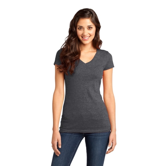 Camiseta con cuello en V Distrito DT6501 Carbón jaspeado 4XL